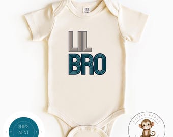 Lil Bro Blue Vintage Retro Baby Onesie®  | Little Brother Tshirt | Custom Cute Lil Brother Sweatshirt