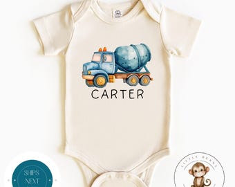 Cement Truck Personalized Name Baby Onesie®  | Custom Kids Tshirt | Watercolor Truck Custom Tshirt