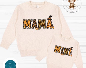 Mama Mini Halloween Matching Sweatshirts | Witch Mom Kid Family Shirts | Halloween Gift | Gift for Her | New Mom