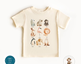 Zoo Animals Watercolor Kids Tshirt | Baby Shower Gift | Zoo Animal Baby Onesie® | Cute Custom Onesie®