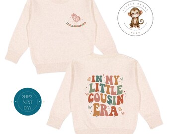 Little Cousin Era Retro Front Back Toddler Sweatshirt | Vintage Natural Heathered Crewneck | Little Cousin Era Toddler Tshirt