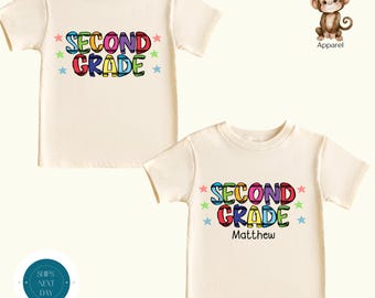Personalized Second Grade Crayons Back to School Shirt | First Day 2nd Grade Shirt | Unisex Sibling Matching Back to School Tshirts
