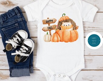 Happy Fall Pumpkin Hedgehog Onesie® | Custom Kids Tshirt | Cute Fall Onesie®