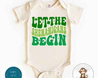 St Patricks Day Let The Shenanigans Begin Baby Onesie® | Custom St Pats Kids Tshirt | Kids Irish Sweatshirt
