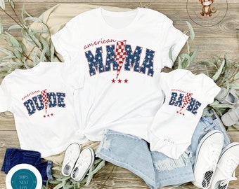 American Mama Son Daughter Matching Shirts | Mama Dude Babe 4th of July Shirts | Mothers Day Gift | Gift for Her | New Mom