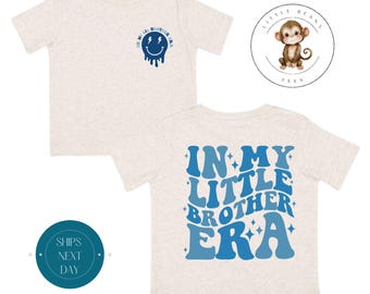 In My Little Brother Era Blue Era Front Back Toddler Sweatshirt | Vintage Natural Heathered Crewneck | Little Brother  Era Toddler Tshirt
