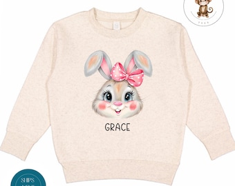 Girl Bunny Personalized Easter Sweatshirt | Girls Easter Tshirt | Cute Easter Baby Onesie®