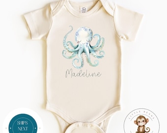Watercolor Octopus Personalized Baby Onesie® | Name Baby Onesie® | Cute Baby Shower Gift | Under the Sea Theme