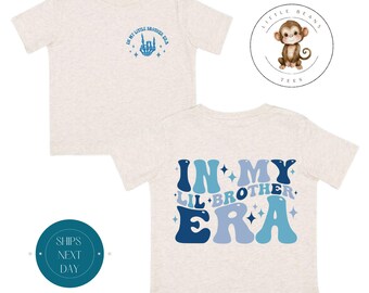 In My Little Brother Era Blues Era Front Back Toddler Sweatshirt | Vintage Natural Heathered Crewneck | Little Brother Era Toddler Tshirt