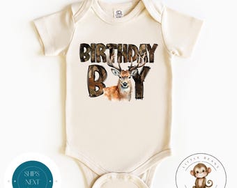 Birthday Boy Deer Buck Crewneck Shirt | Camo Birthday Onesie® | Birthday Party Shirt