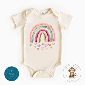 Watercolor Rainbow Hearts Boho Baby Onesie® |  Baby Shower Gift | Cute New Baby Onesie® | Take Home Onesie®