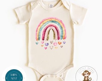 Watercolor Rainbow Hearts Boho Baby Onesie® |  Baby Shower Gift | Cute New Baby Onesie® | Take Home Onesie®