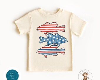 American Fish 4th of July Kids Shirt | Summer Holiday Baby Onesie® | Cute 4th of July Outfit