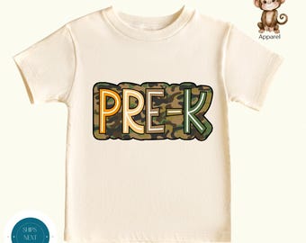 Camo Back Pre-K First Day of School Shirt | Preschool School Shirt | School First Day Photo Tshirt