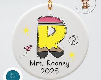 Personalized Teacher Christmas Ornament: Keepsake Ceramic Gift