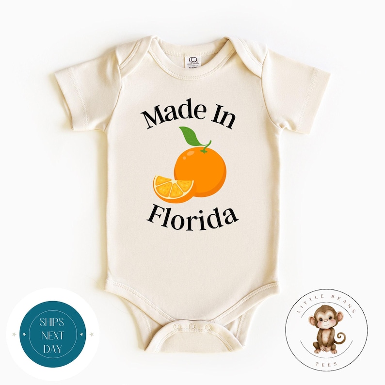 Made in Florida Natural Onesie® | State Baby Onesie® | Cute Baby Shower Gift | Long Distance Baby Gift image 1