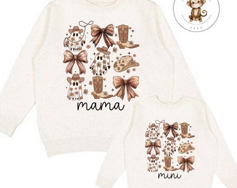 Cowboy Ghosts Mama Mini Coquette Sweatshirt | Matching Mom Kids Farm Coquette Tshirt | Cozy Hoodie Toddler Kids Adult