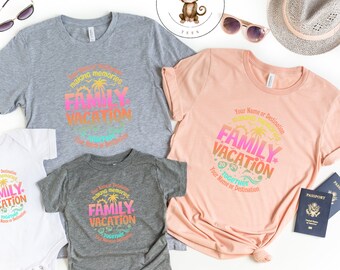 Family 2024 Name Vacation Shirts | Making Memories Matching Shirts | Beach Custom Pastel Color Vaca Shirts