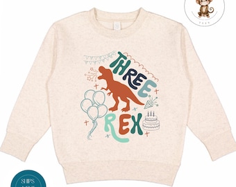 Three Rex Toddler Birthday Shirt | Cute Birthday Vintage Sweatshirt |Boys Third Birthday Tshirt