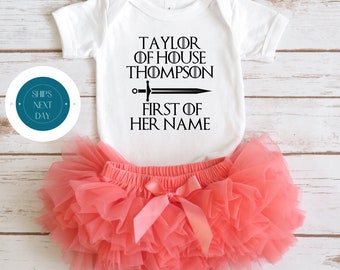 Girls House of Onesie® | Custom Kids Tshirt | Cute Funny Baby Shower Gift | First of Her Name