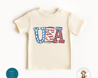 USA Flag 4th of July Kids Tshirt | Custom Summer Kids Tshirt | 4th of July Girls Boys Unisex Outfit | July 4th Tee