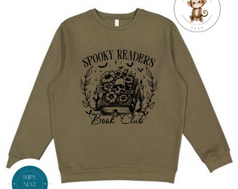 Spooky Readers Book Club Sweatshirt | Bookish Girly Sweater Halloween Shirt | Cozy Hoodie Toddler Kids Adult | Gift For Her