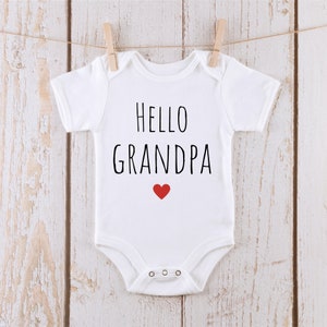 Hello Grandpa Onesie® | Announcement Baby Onesie® | Kids Tshirt | Custom Baby Bodysuit | Reveal Onesie®