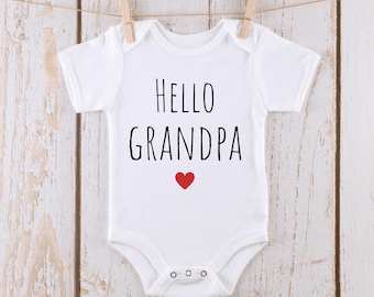 Hello Grandpa Onesie® | Announcement Baby Onesie® | Kids Tshirt | Custom Baby Bodysuit | Reveal Onesie®