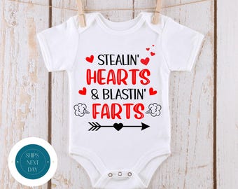 Stealin Hearts Blasting Farts Baby Onesie® | Cute Valentine Kids Tshirt | Stealing Hearts Valentine Baby Onesie® | Baby Shower Gift