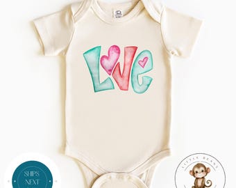 Retro LOVE Valentine Baby Onesie® |  Custom Valentines Day Kids Tshirt | Cute Valentine Kids Sweatshirt | Valentine Outfit