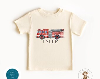 Firetruck Personalized Name Kids Tshirt | Custom Kids Tshirt | Fireman Custom Tshirt