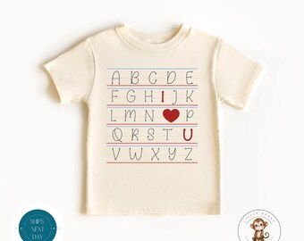 Alphabet I Love You Baby Kids Tshirt | Baby Shower Gift | Cute I Love U Baby Onesie® | School Tee