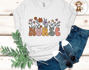Nurse Flowers T-Shirt | Floral Nurse Shirt | Gift for Her | Nurse Appreciation Gift