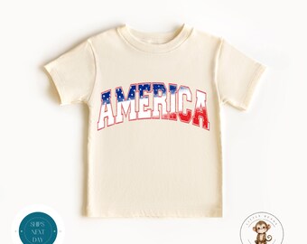 America Red White Blue 4th of July Kids Tshirt | Custom Americana Flag Kids Tshirt | Independence Day Tshirt