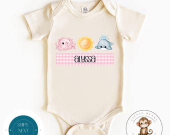 Under the Sea Name Baby Onesie® | Personalized Girls Kids Tshirt | Cute Baby Shower Gift | New Parent Gift