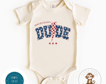 American Dude 4th of July Baby Onesie® | Custom Americana Baby Outfit | Independence Day Onesie®
