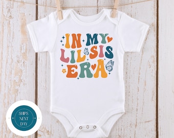 In My Little Sister Era Retro Baby Onesie® | Cute Little Sister Tshirt | Custom Baby Bodysuit | Sister Onesie®