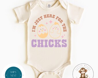 Here for the Chicks Easter Baby Onesie® | Cute Easter Kids Tshirt | Custom Easter Kids Tee | Easter Bunny Gift