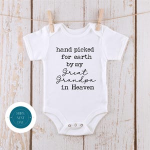 Hand Picked For Earth Great Grandpa Onesie® | Sweet Baby Onesie® | Baby Shower Gift | Family Onesie®