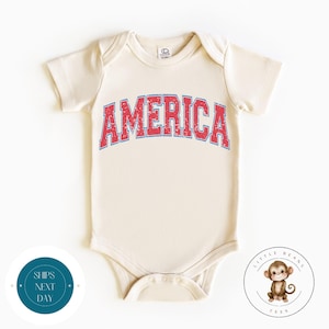 America Red 4th of July Baby Onesie® | Body personalizado para bebê Americana | Roupa para bebê do Dia da Independência