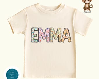 Personalized Boho Wildflowers Girls Name Shirt | Custom Retro Girls Tshirt | Girls Sweatshirt | New Baby Onesie® Gift
