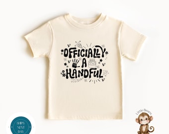 Officially A Handful Birthday Boys Shirt | Fifth Birthday Kids Tshirt | 5th Birthday Sweatshirt