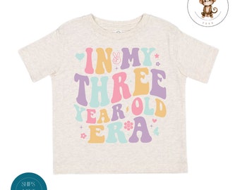 In My Three Year Old Era Toddler Shirt | Birthday Vintage Natural Heathered Crewneck |Girls Third Birthday Toddler Sweatshirt