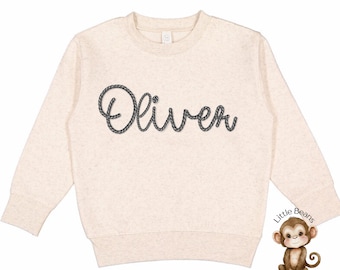 Personalized Faux Embroidery Kids Name Sweatshirt | Custom Kids Shirt