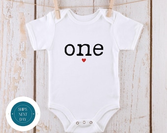 One Heart Birthday Baby Onesie® | Custom Kids Tshirt | First Birthday Onesie® | Baby Gift