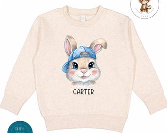 Boy Bunny Personalized Boys Sweatshirt | Boys Easter Tshirt | Cute Easter Baby Onesie®