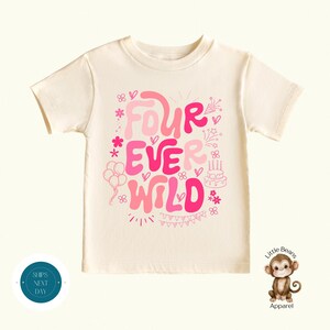 Four Ever Wild Toddler Birthday Shirt | Retro 4th Birthday Sweatshirt | Girls Fourth Birthday Toddler Tshirt