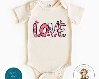 Love Valentines Note Baby Onesie® | Valentine Kids Tshirt | Valentine Baby Onesie®
