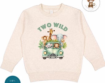 Two Wild Animal Safari Birthday Sweatshirt | Second Birthday Tshirt | 2nd Birthday Party Shirt