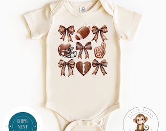 Coquette Football Baby Onesie® | Custom Girls Football Tshirt | Football Season | Football Kids Tshirt
